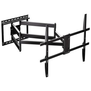 The Mount-It! Full Motion TV Wall Mount with Extra Long Extension in black features adjustable arms that swivel and tilt, allowing you to securely mount your flat-screen TV and extend it from the wall for flexible viewing angles.