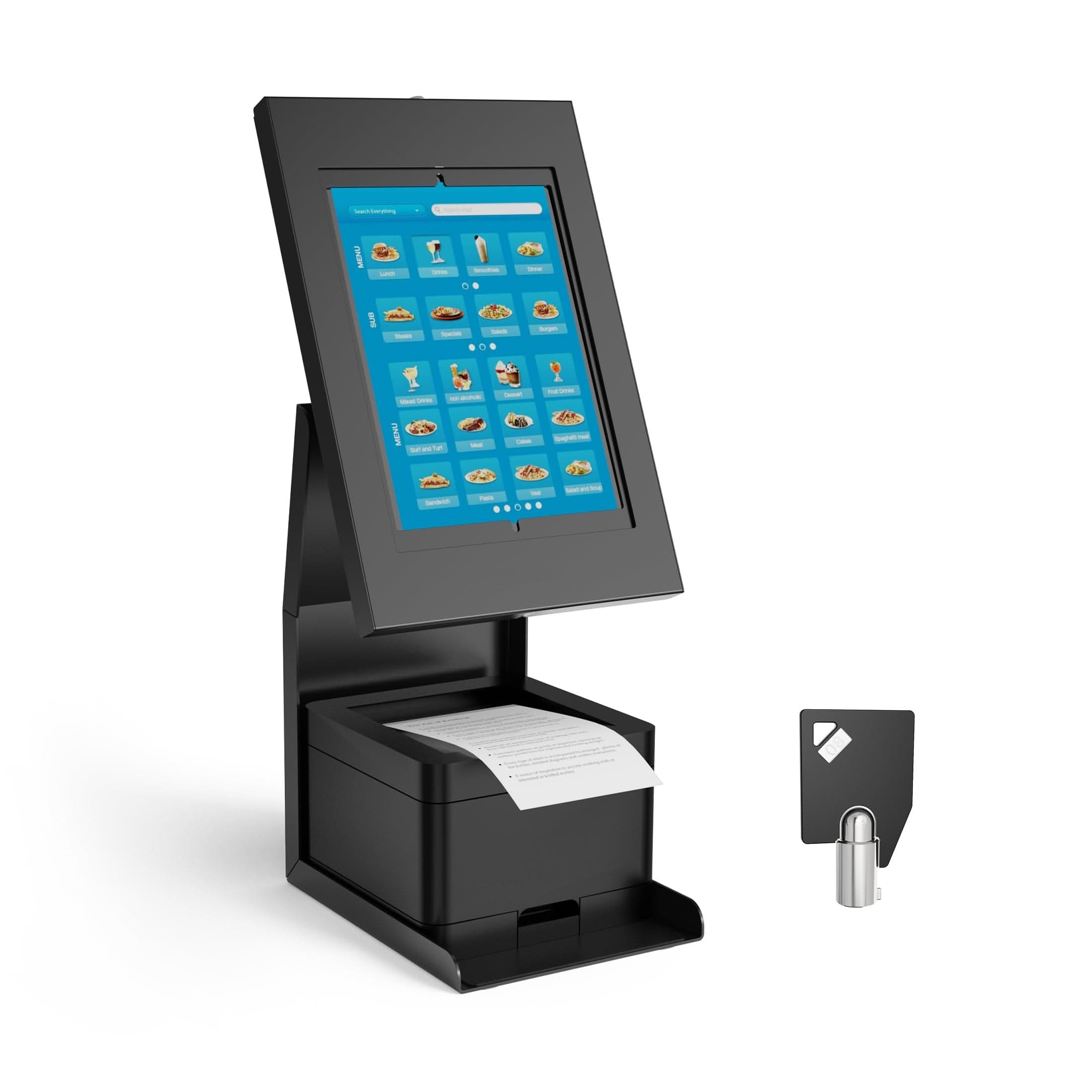 black-anti-theft-tablet-kiosk-with-printer-shelf-mount-it-mi-3883b-g10-39854885175451 Black Tablet Stand - Anti-Theft Tablet Kiosk with Printer Shelf - Mount-It! - MI-3883B_G10