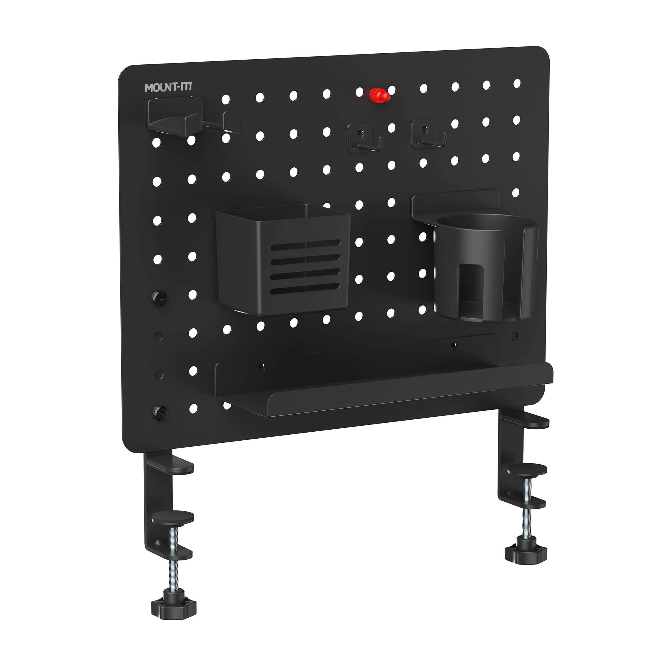 black-clamp-on-pegboard-organizer-mount-it-mi-7302blk-1152417189 Black Desk Accessories - Clamp-on Pegboard Organizer - Mount-It! - MI-7302BLK