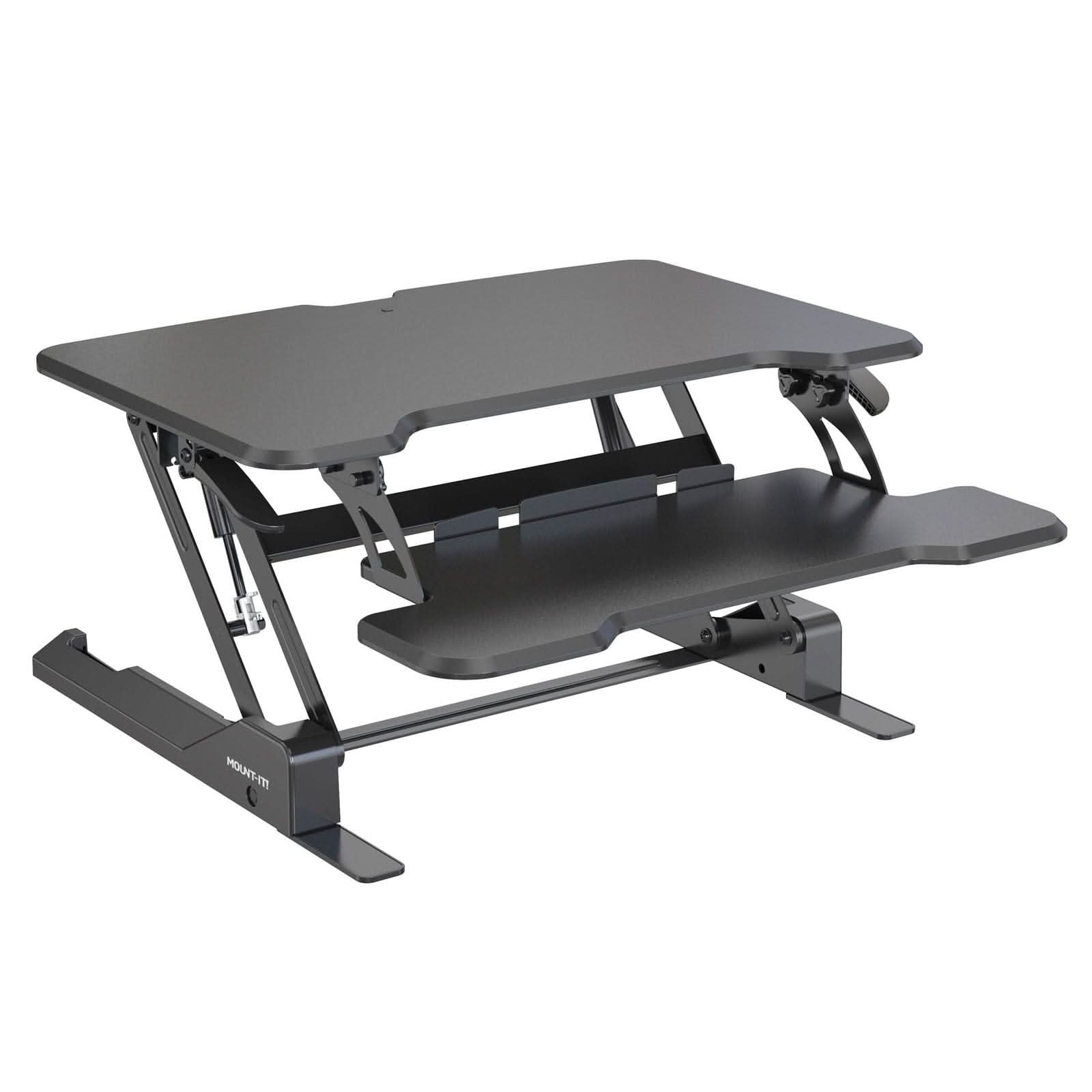 black-compact-standing-desk-converter-with-30-desktop-mount-it-mi-15009s-39682747596955 Black Desk Converters - Compact Standing Desk Converter with 30" Desktop - Mount-It! - MI-15009S
