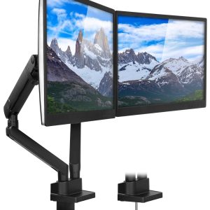 Black Monitor Mount - Dual Monitor Desk Mount With Mechanical Springs - Mount-It! - MI-2672