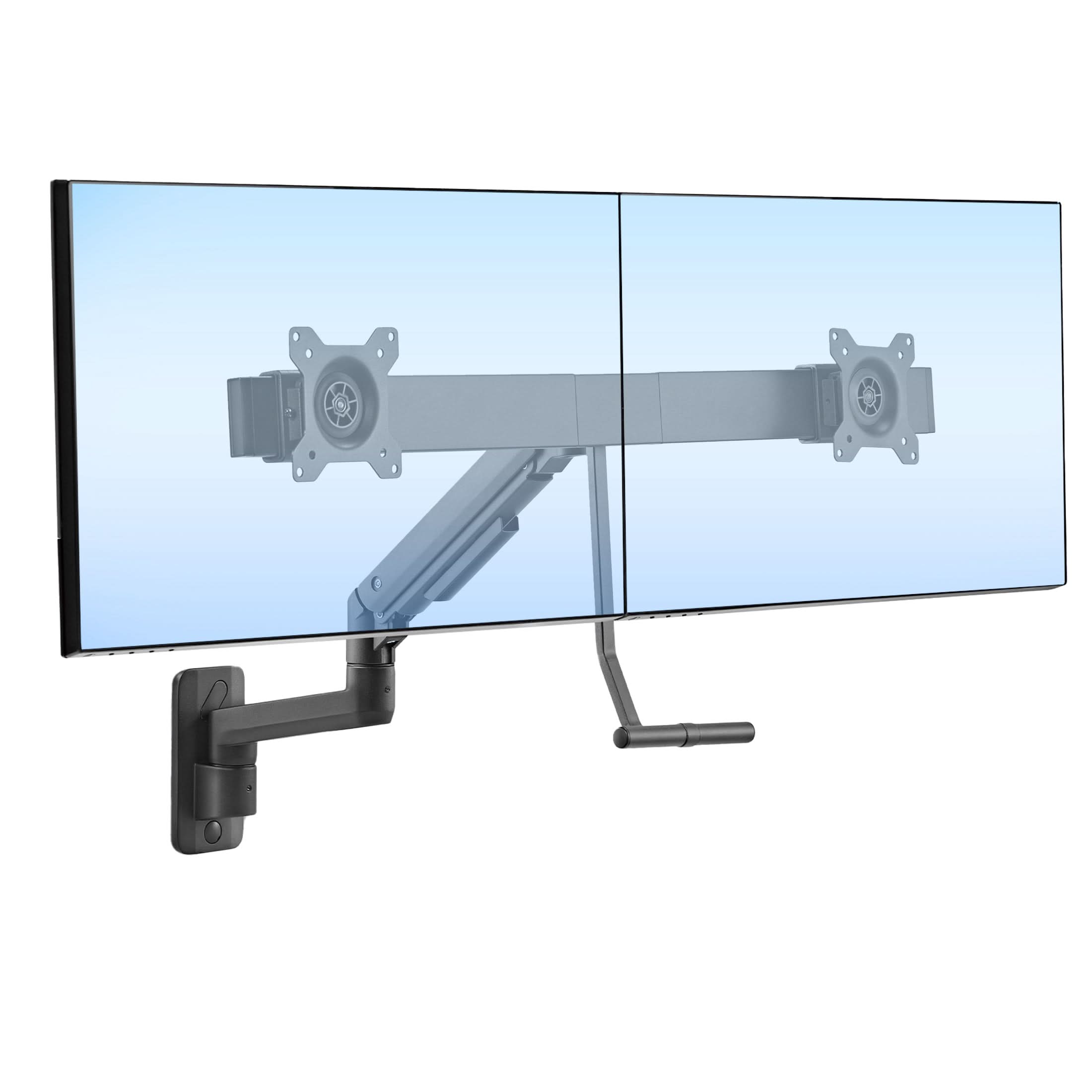 black-dual-monitor-wall-mount-with-gas-spring-arm-and-crossbar-mount-it-mi-12010-1146702313 Black Monitor Mount - Dual Monitor Wall Mount with Gas Spring Arm and Crossbar - Mount-It! - MI-12010