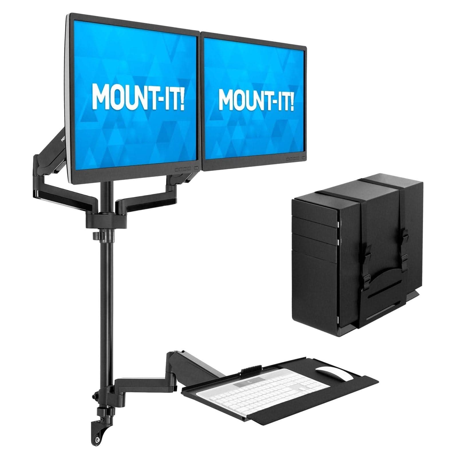 black-dual-monitor-wall-mount-workstation-mount-it-mi-7992-39683095134363 Black Wall Mounted Desk - Dual Monitor Wall Mount Workstation - Mount-It! - MI-7992