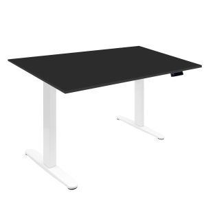 Black Standing Desk - Electric Standing Desk with 55" Tabletop - White Base - Mount-It! - MI-18083