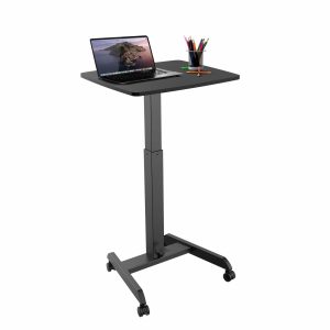 Black Mobile Standing Desk - Height Adjustable Rolling Laptop Desk - Mount-It! - MI-7997BLK