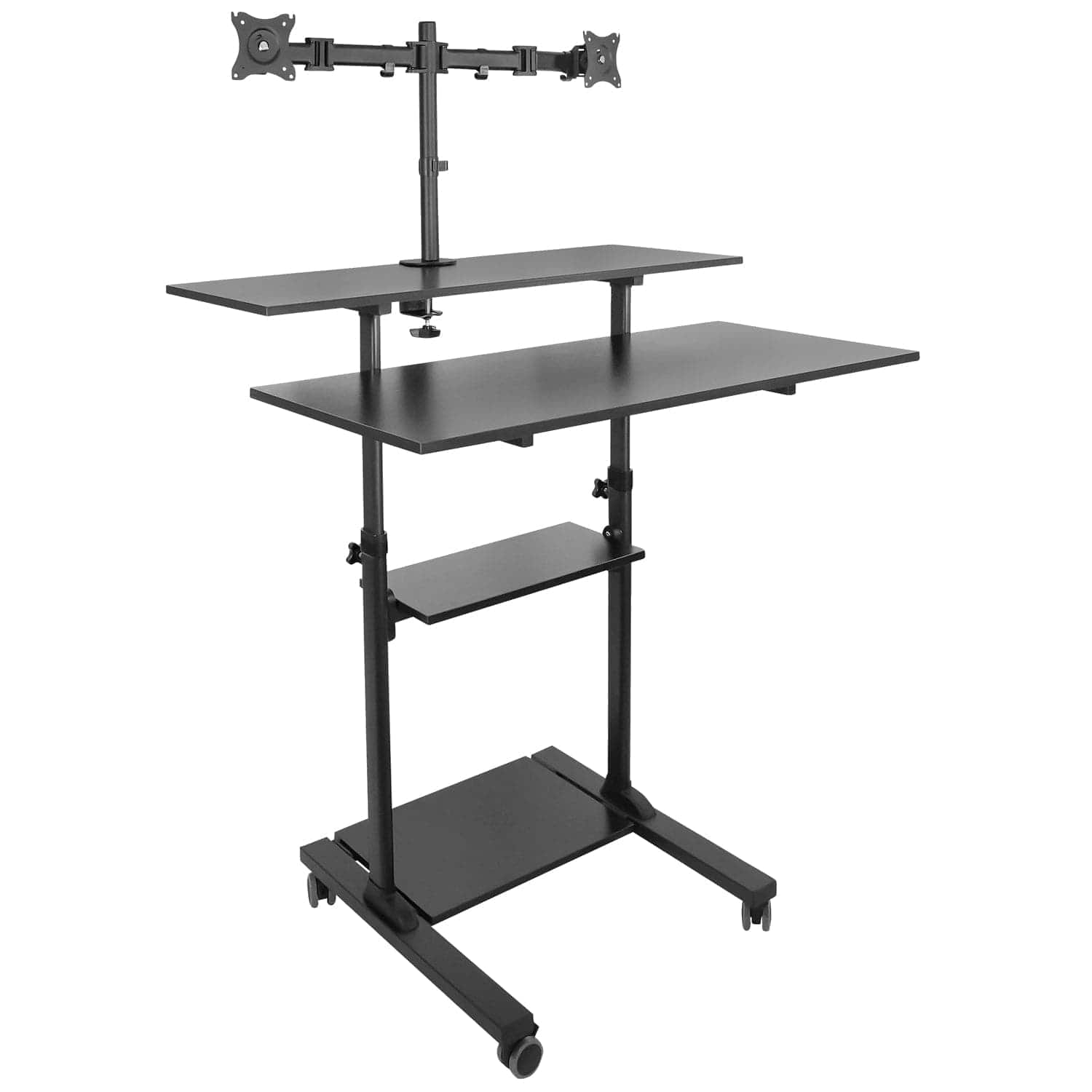 black-height-adjustable-rolling-stand-up-desk-mount-it-mi-7972b-39685087789211 Black Mobile Standing Desk - Height Adjustable Rolling Stand up Desk - Mount-It! - MI-7972B
