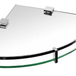 Corner Glass Shelf with Chrome Rail