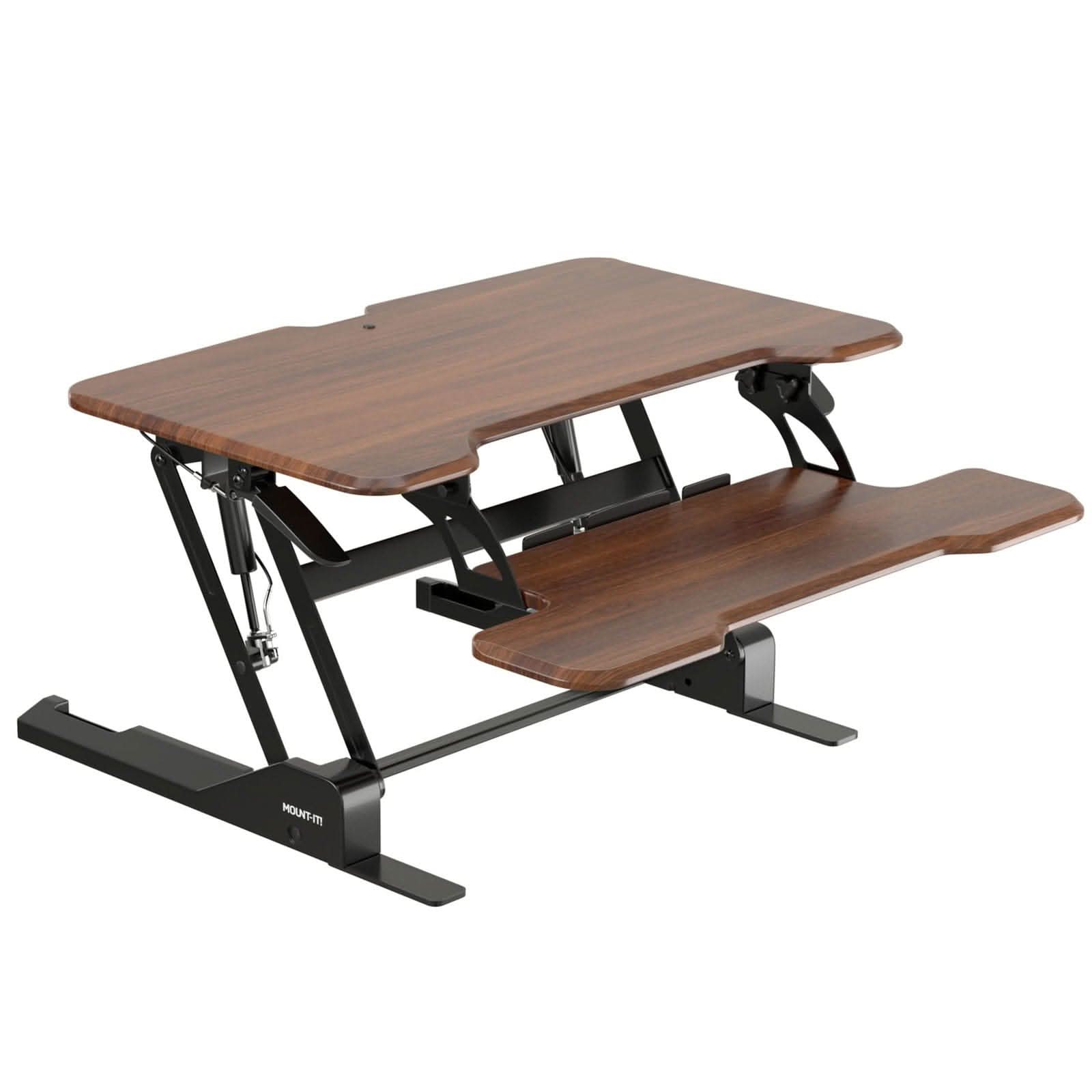 dark-walnut-woodgrain-compact-standing-desk-converter-with-30-desktop-mount-it-mi-15006s-39682750611611 Dark Walnut Woodgrain Desk Converters - Compact Standing Desk Converter with 30" Desktop - Mount-It! - MI-15006S