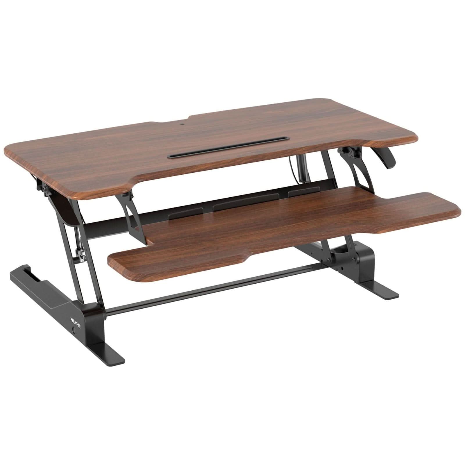 dark-walnut-woodgrain-standing-desk-converter-with-38-desktop-mount-it-mi-15006-39687524810907 Dark Walnut Woodgrain Desk Converters - Standing Desk Converter with 38" Desktop - Mount-It! - MI-15006