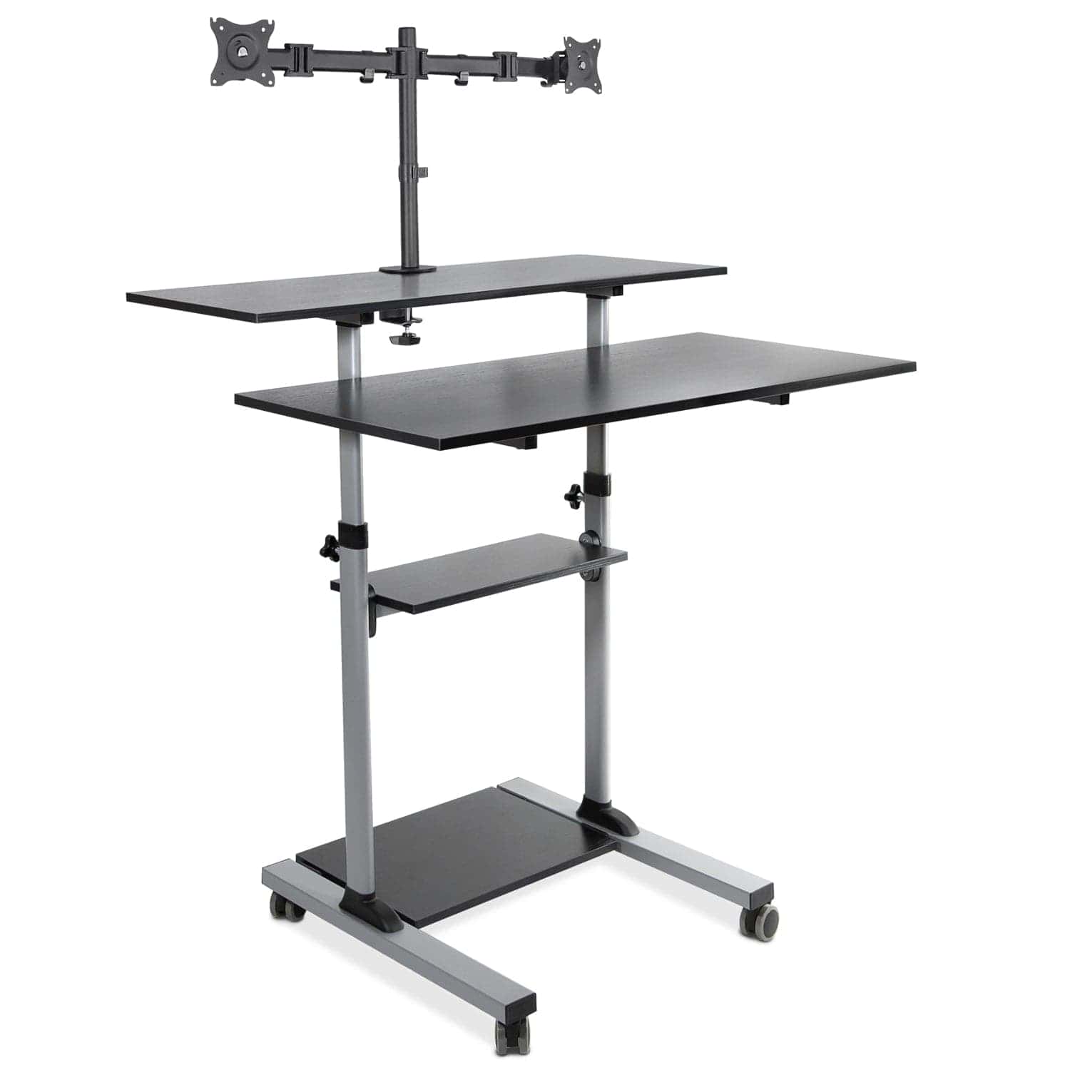 grey-height-adjustable-rolling-stand-up-desk-mount-it-mi-7972-39685110956187 Grey Mobile Standing Desk - Height Adjustable Rolling Stand up Desk - Mount-It! - MI-7972