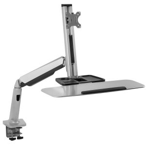 Grey Desk Converters - Single Monitor Adjustable Sit Stand Workstation - Mount-It! - MI-7903