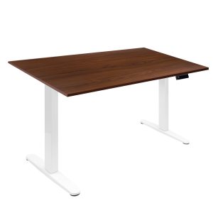 Hazelnut Standing Desk - Electric Standing Desk with 55" Tabletop - White Base - Mount-It! - MI-18062