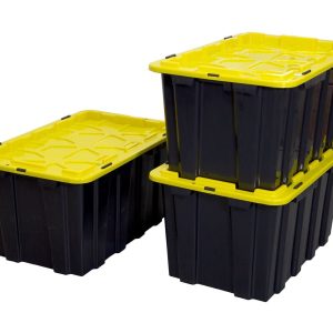 Heavy-Duty Plastic Storage Bins, Set of 3