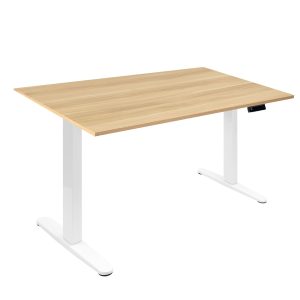 Maple Standing Desk - Electric Standing Desk with 55" Tabletop - White Base - Mount-It! - MI-18085