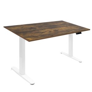 Oak Standing Desk - Electric Standing Desk with 55" Tabletop - White Base - Mount-It! - MI-18086