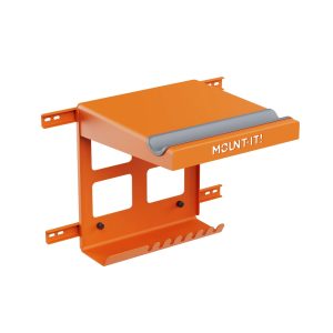 Orange Bicycle Mount - WheelsUp Series Bike Wall Mount with Shelf and Hooks - Mount-It! - MI-9020_ORG