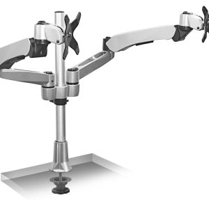 Silver Monitor Mount - Extra-Tall Dual Spring Arm Adjustable Monitor Desk Mount - Mount-It! - MI-45111