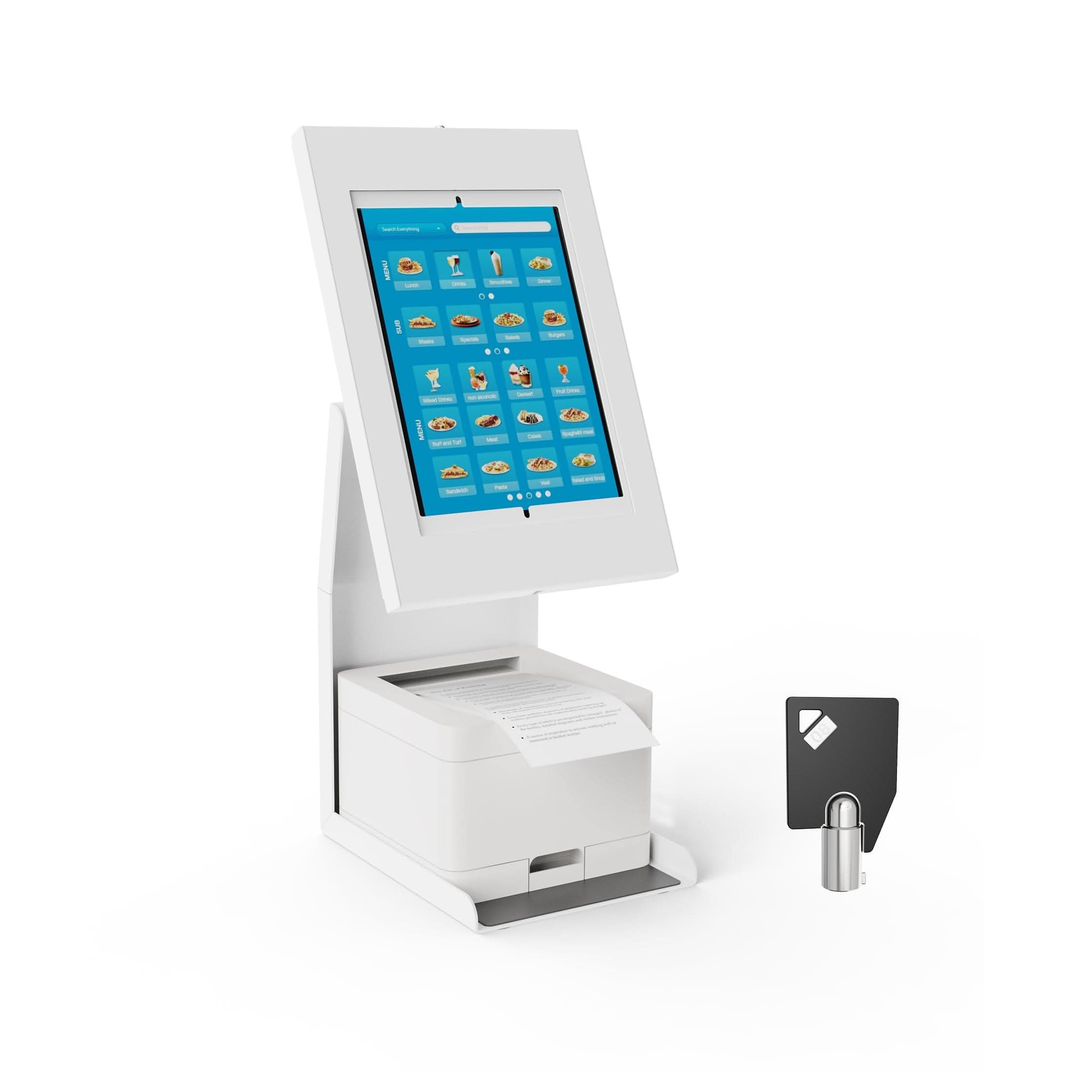 white-anti-theft-tablet-kiosk-with-printer-shelf-mount-it-mi-3883w-g10-39854886912155 White Tablet Stand - Anti-Theft Tablet Kiosk with Printer Shelf - Mount-It! - MI-3883W_G10