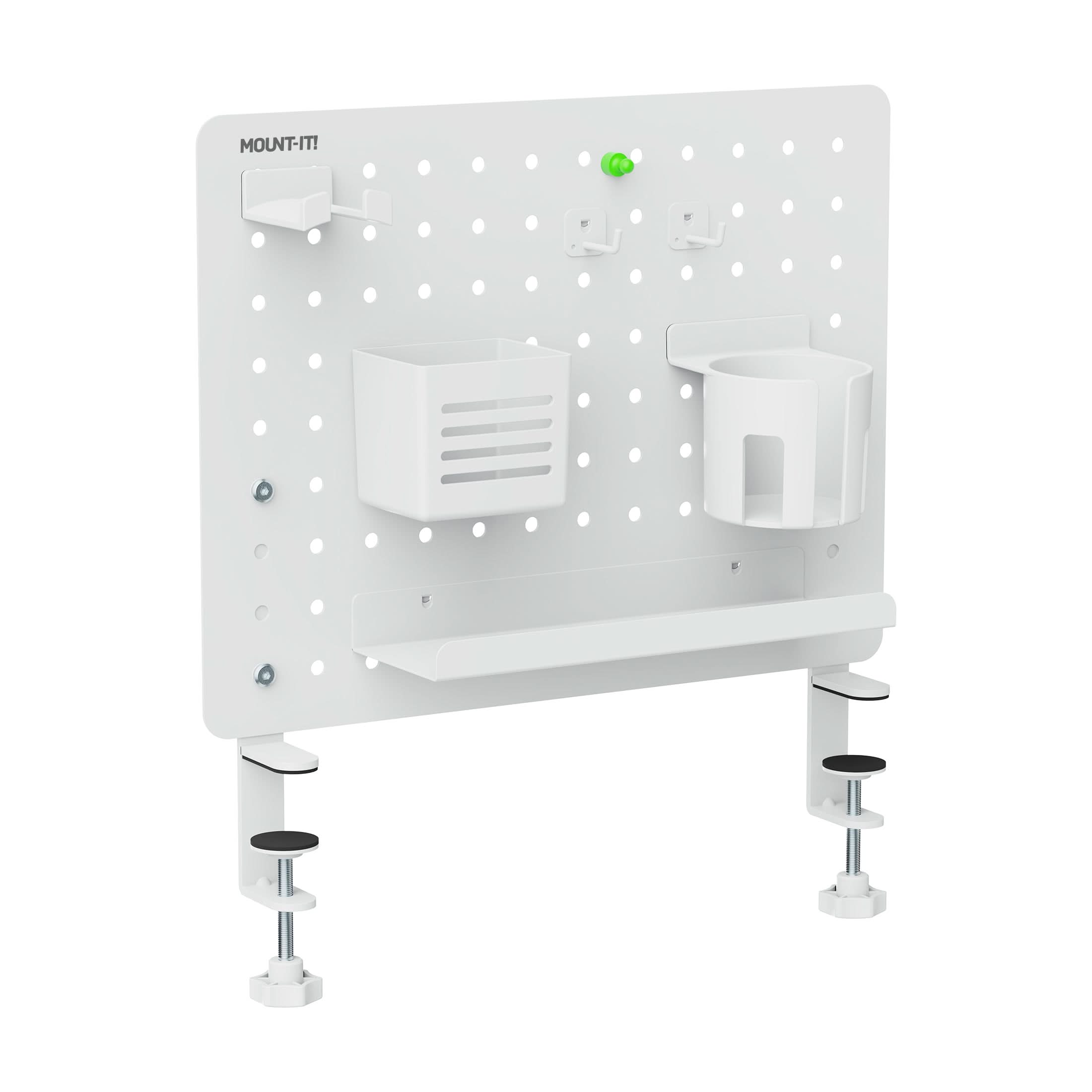 white-clamp-on-pegboard-organizer-mount-it-mi-7302wht-1152081664 White Desk Accessories - Clamp-on Pegboard Organizer - Mount-It! - MI-7302WHT