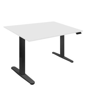 White Standing Desk - Dual Motor Electric Standing Desk with 48" Tabletop - Black Base - Mount-It! - MI-18120