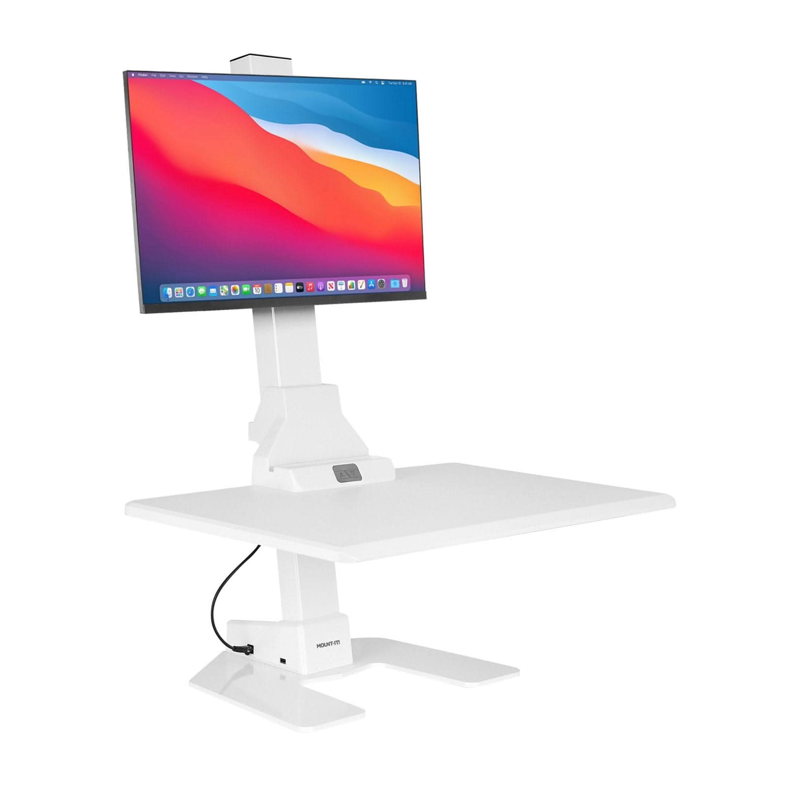 white-electric-standing-desk-converter-for-1-monitor-mount-it-mi-7951wht-39683541893275 White Desk Converters - Electric Standing Desk Converter for 1 Monitor - Mount-It! - MI-7951WHT