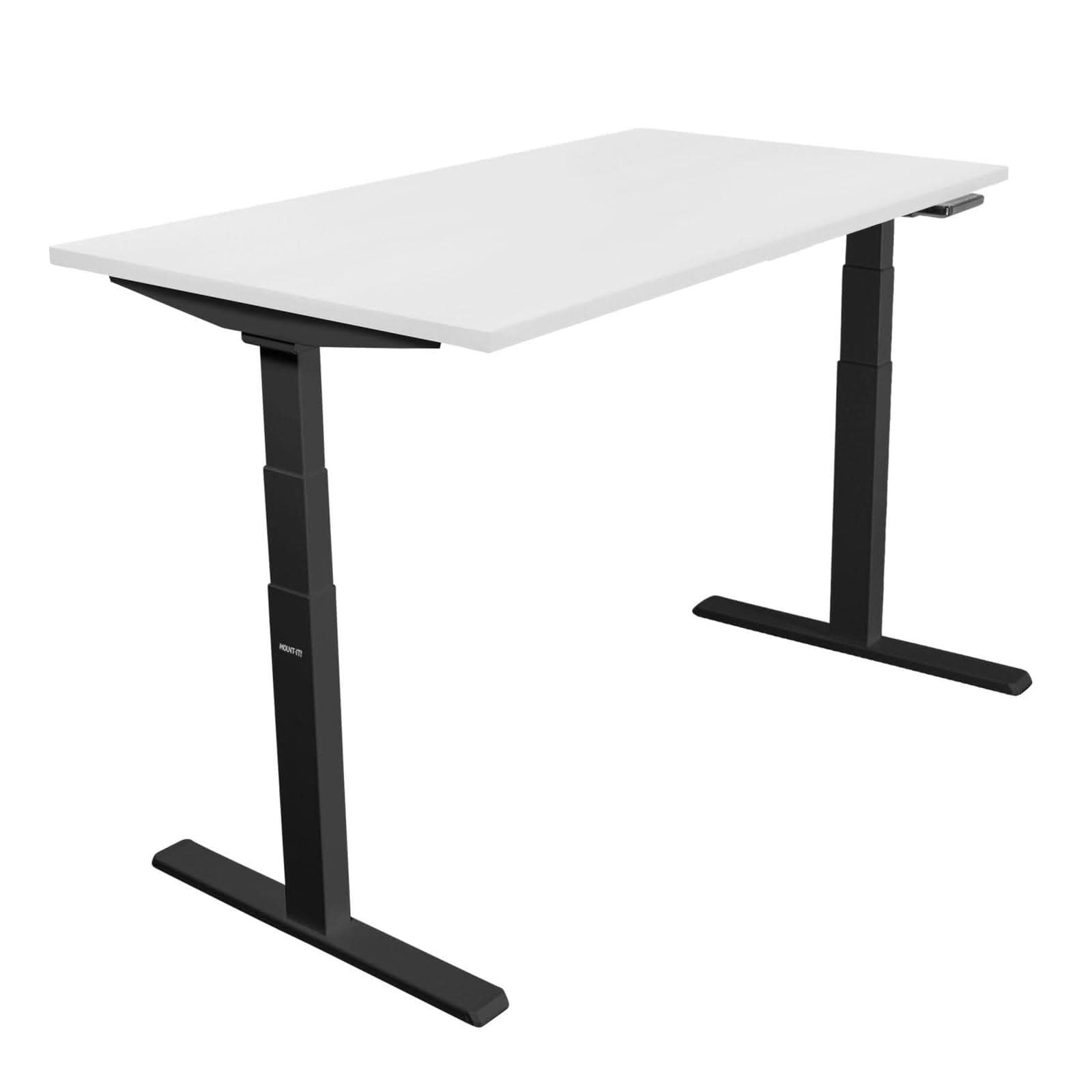 white-ultimate-dual-motor-electric-standing-desk-with-48-tabletop-black-base-mount-it-mi-18116-39688024752283 White Standing Desk - Ultimate Dual Motor Electric Standing Desk with 48" Tabletop - Black Base - Mount-It! - MI-18116